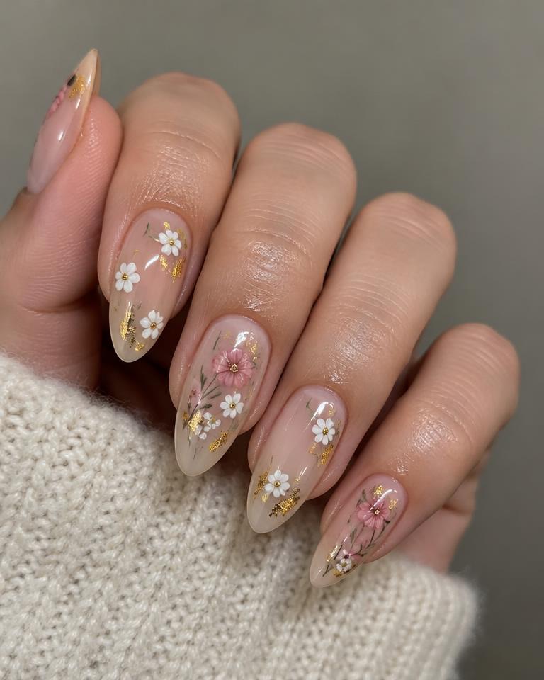 Hand-painted florals with gold foil